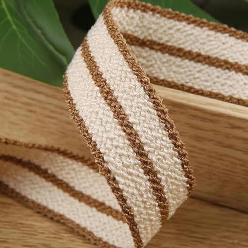 Gestreiftes Twill-Baumwollleinenband 38 mm 25 mm 16 mm 10 mm handgefertigt DIY große Schleife Haarschmuck Krawatte Blumenverpackung Gurtband-011-10 mm 100 Yards von ERTUUO