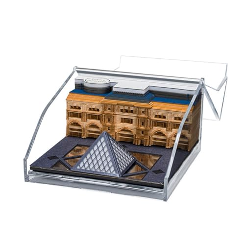 Abreißbarer 3D-Papierkunst-Notizblock-Tischkalende Papierskulptur Architektur Louvre 3D-Kalender mit Lichtdesign, Haftnotizen for den Schreibtisch im Büro, Papierskulptur Schreibtischdekoration von ERVDKXCOI