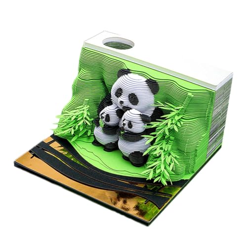 Abreißbarer 3D-Papierkunst-Notizblock-Tischkalende Papierskulptur Panda 3D-Kalender, dreidimensionaler Panoramakalender, Notizzettel for den Schreibtisch im Büro, Papierskulptur Schreibtischdekoration von ERVDKXCOI