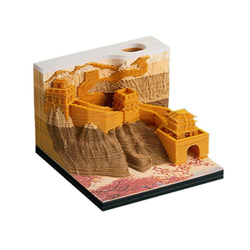 Abreißbarer 3D-Papierkunst-Notizblock-Tischkalende Zeitstück-Kalender, 3D-Kalender mit Papierskulptur „Great Wall“, Silhouetten-Kalender mit Lichtdesign, Schreibtisch-Dekoration aus Papierskulptur, Ha von ERVDKXCOI