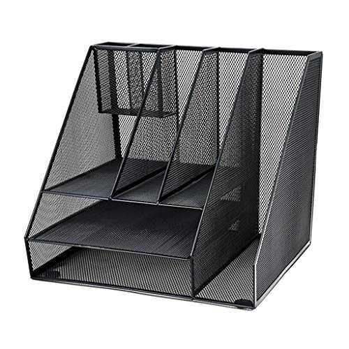 Desktop File Sorter Organizer Rack Bücherregal Schreibtisch-Organizer-Ständer, Metallgeflecht, Aktenordner und Bücher, Aktenordner-Ständer, Briefablage, Schreibtisch-Zubehör, Organisationsbedarf von ERVDKXCOI