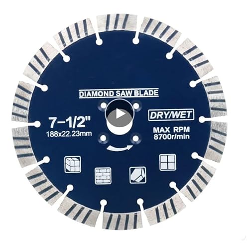 Diamant-Trennscheiben für Winkelschleifer ， 188 mm/230 mm Winkelschleifer Trocken-Nass-Schneidrad Segmentierte Diamantklingen for Schneiden von Mauerwerk, Beton, Marmor, Granit, 188 mm(188mm) von ERVDKXCOI