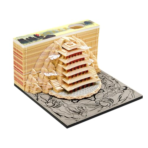 ERVDKXCOI Abreißbarer 3D-Papierkunst-Notizblock-Tischkalende 3D-Kalender, 3D-Architektur, dreidimensionales Notizblock-Papierschnitzen von ERVDKXCOI