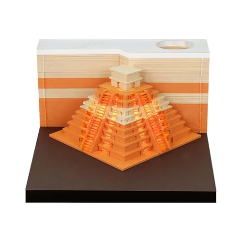 ERVDKXCOI Abreißbarer 3D-Papierkunst-Notizblock-Tischkalende 3D-Notizblock, künstlerische Blöcke, 3D-Haftnotizen, Pyramidenkalender, Dies ist eine handgerissene Papierskulptur.(Oranje) von ERVDKXCOI