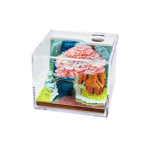 ERVDKXCOI Abreißbarer 3D-Papierkunst-Notizblock-Tischkalende Artsy Pads, 3D-Baumhaus-Notizblock mit Papierschnitzerei, Geschenk-Ornament, geeignet for das Home-Office von ERVDKXCOI