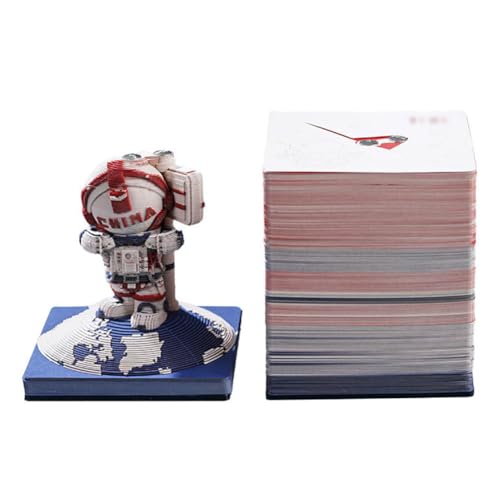 ERVDKXCOI Abreißbarer 3D-Papierkunst-Notizblock-Tischkalende Gravierter handgerissener Kalender,Papierskulptur Astronaut 3D-Kalender,zum Notieren,Dekorative Ornamente von ERVDKXCOI