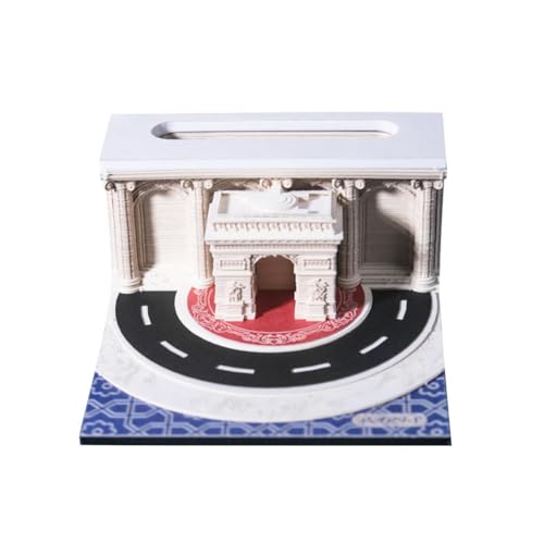 ERVDKXCOI Abreißbarer 3D-Papierkunst-Notizblock-Tischkalende Papierskulptur Paris Arc De Triomphe 3D-Kalender, Papierskulptur Schreibtischdekoration, Büro-Schreibtisch-Haftnotizen von ERVDKXCOI