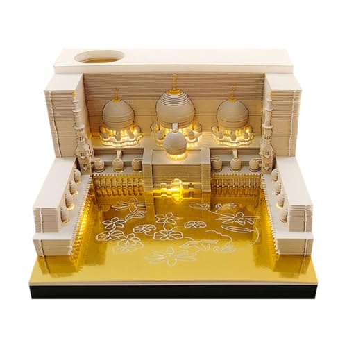 ERVDKXCOI Abreißbarer 3D-Papierkunst-Notizblock-Tischkalende Schlosskalender, 3D-Kalender 2025, Artsy Pads, 3D-Notizblock, Desktop-Kalender(Gold) von ERVDKXCOI