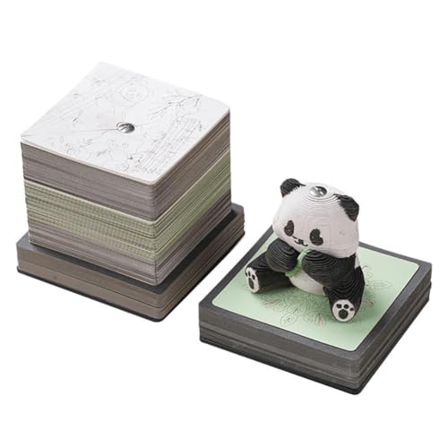 ERVDKXCOI Abreißbarer 3D-Papierkunst-Notizblock-Tischkalende Zeitstück-Kalender,Gravierter handgerissener Kalender,Papierskulptur Panda 3D-Kalender,Zum Notieren,Dekorative Ornamente von ERVDKXCOI