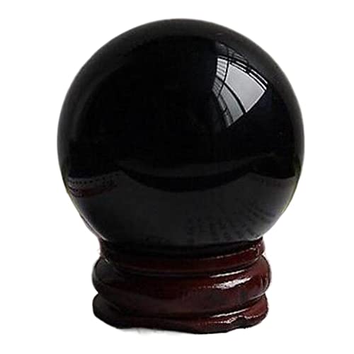 ERVDKXCOI Kristallkugel mit Ständer,Edelsteinkugel,Meditati 1Pcs 40mm Natural Black Obsidian Sphere Large Crystal Ball Stone Home Garden Decorate Decorative Ball(4cm Ball with Base) von ERVDKXCOI