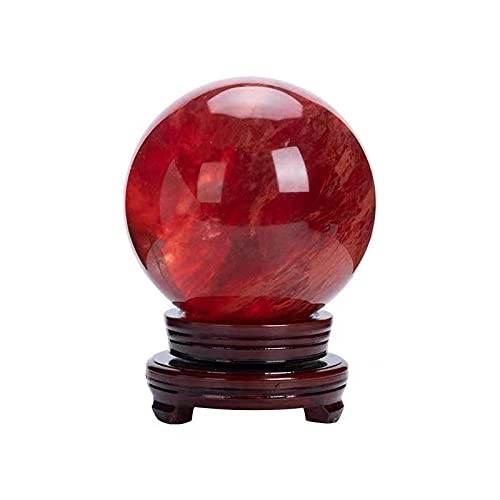 ERVDKXCOI Kristallkugel mit Ständer,Edelsteinkugel,Meditati 1Pcs Beautiful Red Clear Smelt Quartz Crystal 50-95mm Sphere Ball Home Decorate with Base(50 55mm) von ERVDKXCOI