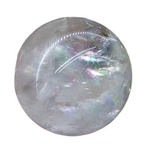 ERVDKXCOI Kristallkugel mit Ständer,Edelsteinkugel,Meditati 1Pcs Dia 40-60mm Clear Optical Calcite with Some Rainbows White Transparent Spar Crystal Sphere Ball(40 50mm) von ERVDKXCOI