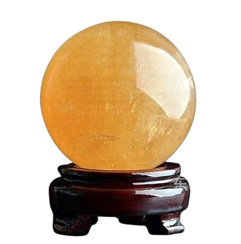 ERVDKXCOI Kristallkugel mit Ständer,Edelsteinkugel,Meditati 1Pcs Dia 40mm Yellow Iceland Spar Optical Calcite Quartz Sphere Ball with The Stand von ERVDKXCOI