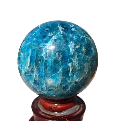 ERVDKXCOI Kristallkugel mit Ständer,Edelsteinkugel,Meditati 1Pcs Natural Blue 45-65mm Apatite Ball Sphere Quartz Crystal Mineral Home Decor and The Stand Included(45 55mm) von ERVDKXCOI