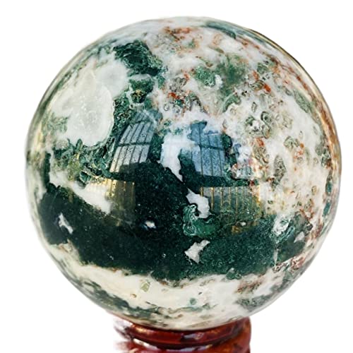 ERVDKXCOI Kristallkugel mit Ständer,Edelsteinkugel,Meditati 1Pcs Natural Moss Aquatic Agate Quartz Crystal 58-70mm Sphere Ball for Chakra Decoration(58 60mm) von ERVDKXCOI