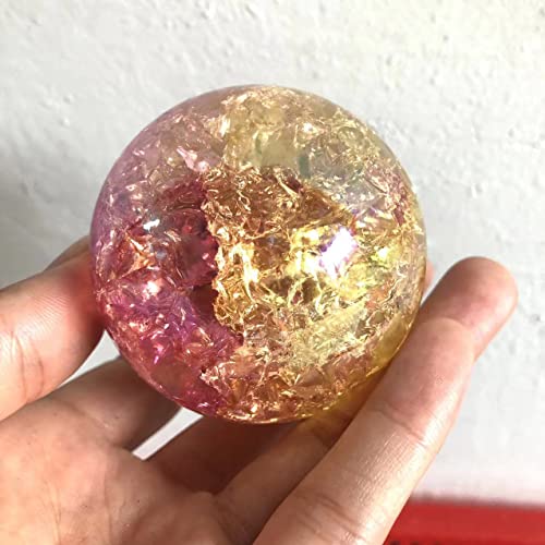 ERVDKXCOI Kristallkugel mit Ständer,Edelsteinkugel,Meditati 1Pcs Rainbow Angel Aura Sphere Cracked Glass Crystal Ball Stones Gemstone for Decoration Home Meditation Decoration Ball Stones(Style 1) von ERVDKXCOI