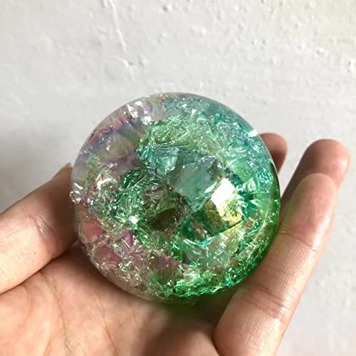 ERVDKXCOI Kristallkugel mit Ständer,Edelsteinkugel,Meditati 1Pcs Rainbow Angel Aura Sphere Cracked Glass Crystal Ball Stones Gemstone for Decoration Home Meditation Decoration Ball Stones(Style 2) von ERVDKXCOI