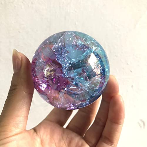 ERVDKXCOI Kristallkugel mit Ständer,Edelsteinkugel,Meditati 1Pcs Rainbow Angel Aura Sphere Cracked Glass Crystal Ball Stones Gemstone for Decoration Home Meditation Decoration Ball Stones(Style 3) von ERVDKXCOI