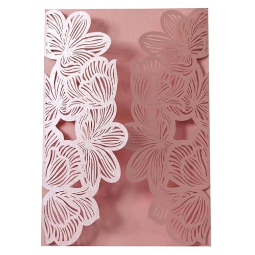 ERVDKXCOI Zarte romantische Hochzeitsparty Einladungskarte D 10/20 stücke Blumen Karte Weiß Papier Geburtstag Geschenk Grußkarte Abdeckung Hochzeit Verlobung Party Decor Liefert Diy(Roze,10pcs) von ERVDKXCOI