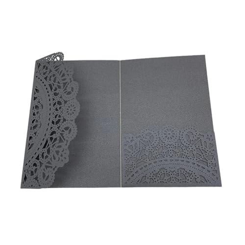 ERVDKXCOI Zarte romantische Hochzeitsparty Einladungskarte D 10 Stück, dreifach gefaltete Spitze, Geschäftsgrußkarte, Verlobung, Hochzeit, Partybevorzugung, Dekoration Diy(Only Grey Cover) von ERVDKXCOI