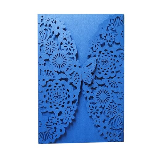 ERVDKXCOI Zarte romantische Hochzeitsparty Einladungskarte D 10 Stück Glitzer-Schmetterling-Einladungskarten-Umschläge for Hochzeit, Verlobung, Taufe, Party-Dekoration, Gastgeschenke(Loyal Blue) von ERVDKXCOI