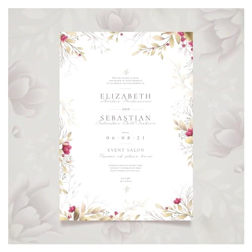 ERVDKXCOI Zarte romantische Hochzeitsparty Einladungskarte D 20/100 Stück, individuelle Fotoblumen, Save The Date-DIY(Style 1,100pcs 5x7inch) von ERVDKXCOI