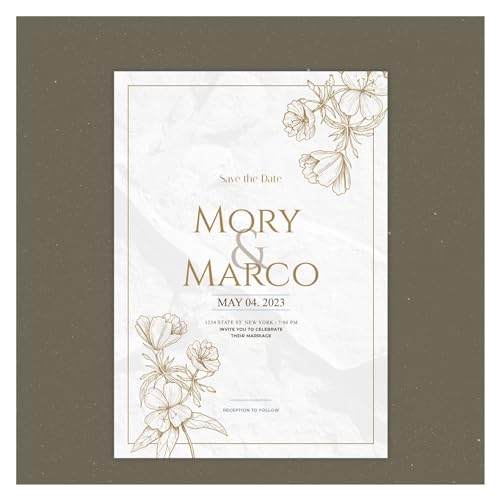 ERVDKXCOI Zarte romantische Hochzeitsparty Einladungskarte D 20/100 Stück, individuelle Fotoblumen, Save The Date-DIY(Style 10,100pcs 5x7inch) von ERVDKXCOI