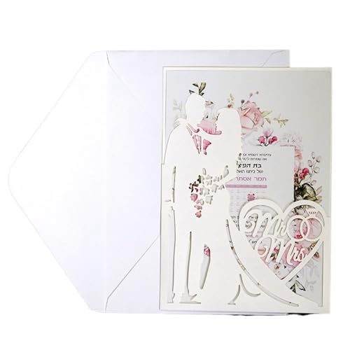 ERVDKXCOI Zarte romantische Hochzeitsparty Einladungskarte D 25 Stücke Mode Braut Und Bräutigam Karte Liebe Herz Gruß Einladungskarte Valentinstag Party Dekoration Lieferungen DIY(White Set) von ERVDKXCOI