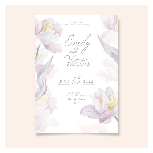 ERVDKXCOI Zarte romantische Hochzeitsparty Einladungskarte D Karte 20/100 Stück, individuelle Fotoblumen, Save The Date-Einladung(Style 3,100pcs 5x7inch) von ERVDKXCOI