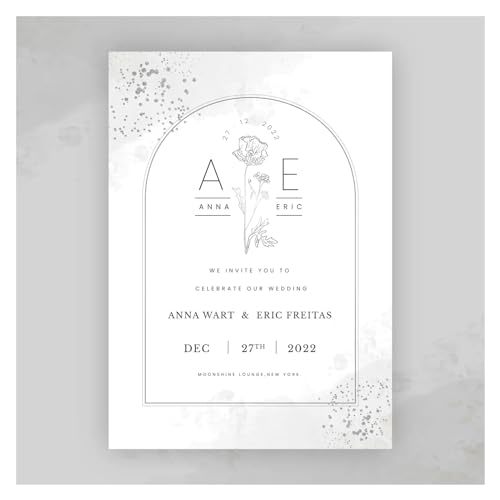 ERVDKXCOI Zarte romantische Hochzeitsparty Einladungskarte D Karte 20/100 Stück, individuelle Fotoblumen, Save The Date-Einladung(Style 4,100pcs 5x7inch) von ERVDKXCOI