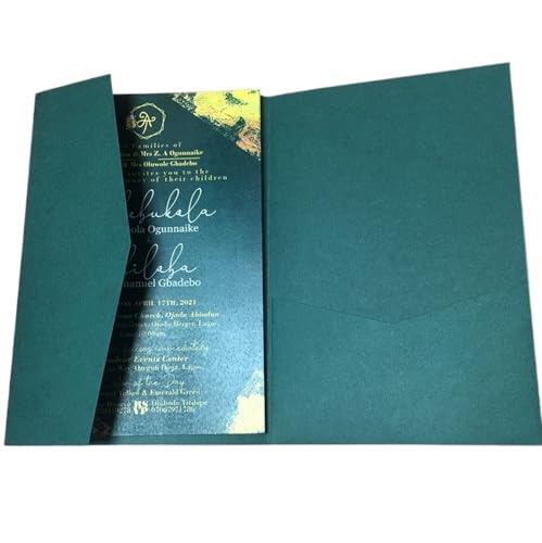 ERVDKXCOI Zarte romantische Hochzeitsparty Einladungskarte D Karte 50 dreifach gefaltete mit Rosen-Laserschnitt, Taschen-Einladungsumschlag Einladung(Emerald Green,Cover and envelope) von ERVDKXCOI