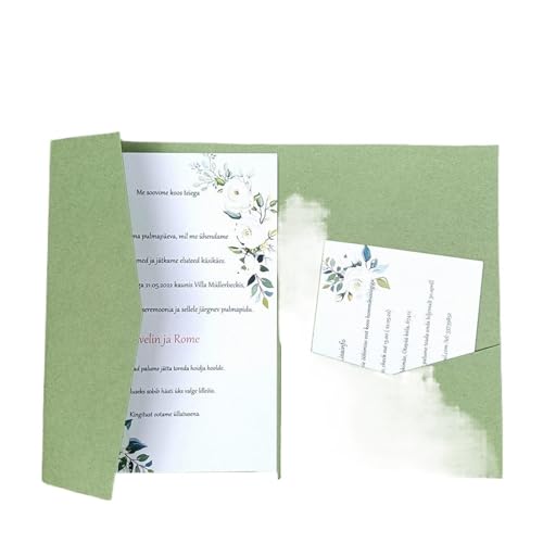 ERVDKXCOI Zarte romantische Hochzeitsparty Einladungskarte D Karte 50 dreifach gefaltete mit Rosen-Laserschnitt, Taschen-Einladungsumschlag Einladung(Sage Green,Custom set) von ERVDKXCOI