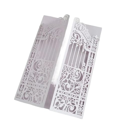 ERVDKXCOI Zarte romantische Hochzeitsparty Einladungskarte D Karte Metallic Gold Gate Laset Cut, 50 Sets, personalisierter Druck, Hochzeits-Promi-Partyeinladungen Einladung(Lavender,Laser cut card) von ERVDKXCOI