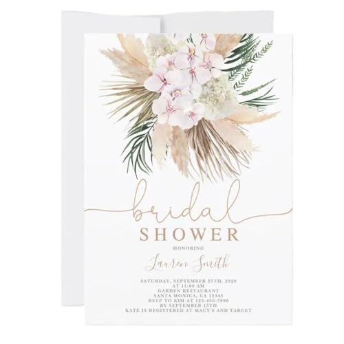 ERVDKXCOI Zarte romantische Hochzeitsparty Einladungskarte D Karte Personalisierte aus Papier. Passen Sie die Einladung zur Brautparty an. Aquarell-Einladung(Design 2,100pcs) von ERVDKXCOI