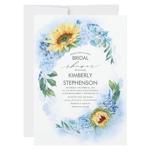 ERVDKXCOI Zarte romantische Hochzeitsparty Einladungskarte D Personalisierte aus Papier. Passen Sie die Einladung zur Brautparty an. Aquarell-DIY(Design 9,100pcs) von ERVDKXCOI