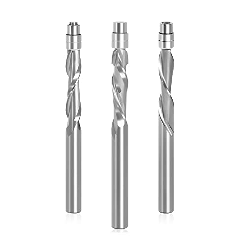 Router Bit,Fräser,Lagergeführter Router-Fräser, Fräser, 3-teiliges Bündigfräser-Spiralfräser-Set, 1/4 Zoll von ERVDKXCOI