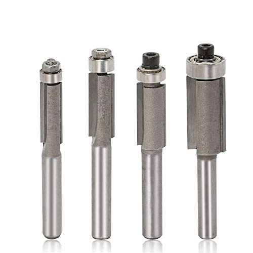 Router Bit,Fräser,Lagergeführter Router-Fräser, Fräser, 4-teiliges Bündigfräser-Bit-Set, 1/4 Zoll Schaft von ERVDKXCOI