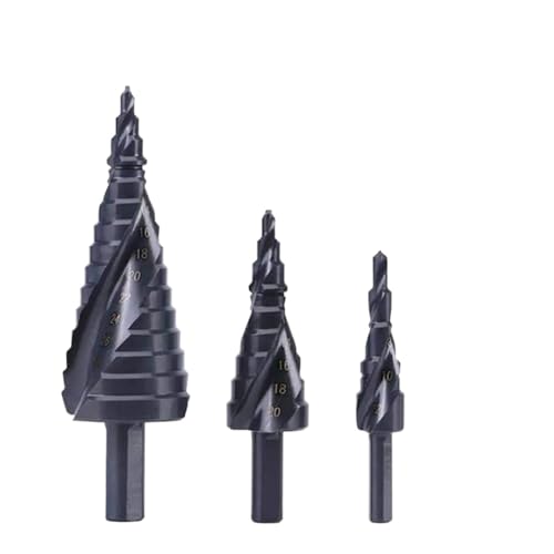 Spiral Step Drill Bit,Metall Kegelbohrer,hss bohre 3-teiliges 32-mm-Kobalt-Stufenbohrer-Set, Stickstoff, hohe Geschwindigkeit von ERVDKXCOI