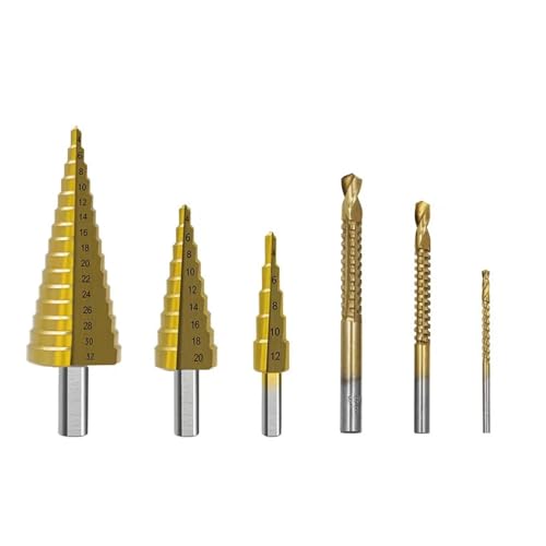 Spiral Step Drill Bit,Metall Kegelbohrer,hss bohre 6-teiliges Stufenbohrer-Set, Sägebohrer-Set, Fräser von ERVDKXCOI