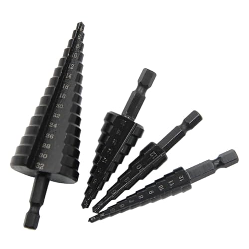 Spiral Step Drill Bit,Metall Kegelbohrer,hss bohre Sechskantschaft, gerader schwarzer Stufenbohrer, 1 Stück von ERVDKXCOI