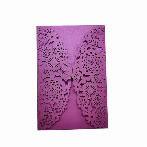 Zarte romantische Hochzeitsparty Einladungskarte D 10 Stück Glitzer-Schmetterling-Einladungskarten-Umschläge for Hochzeit, Verlobung, Taufe, Party-Dekoration, Geschenkartikel DIY(Purple,All Set) von ERVDKXCOI