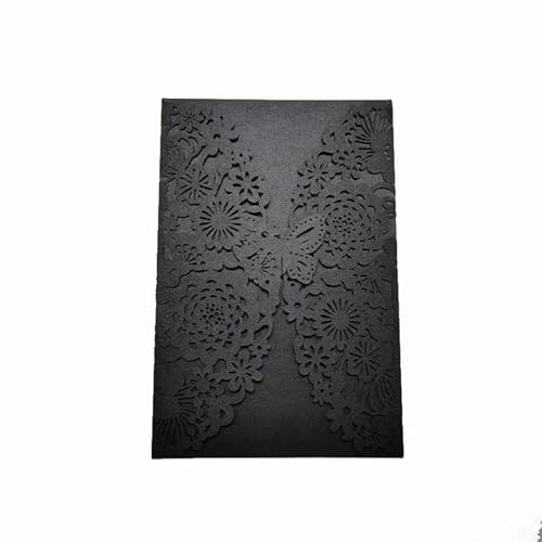 Zarte romantische Hochzeitsparty Einladungskarte D 10 Stück Glitzer-Schmetterling-Einladungskarten-Umschläge for Hochzeit, Verlobung, Taufe, Party-Dekoration, Geschenkartikel DIY(Schwarz,Only Cover) von ERVDKXCOI