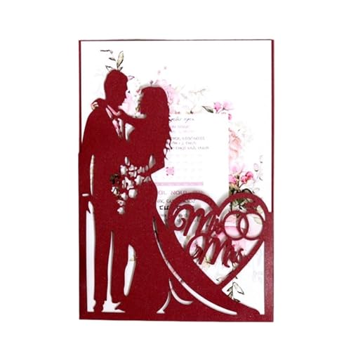 Zarte romantische Hochzeitsparty Einladungskarte D 25 Stücke Mode Braut Und Bräutigam Karte Liebe Herz Gruß Einladungskarte Valentinstag Party Dekoration Lieferungen DIY(Red Cover And Inner) von ERVDKXCOI