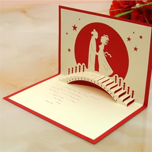 Zarte romantische Hochzeitsparty Einladungskarte D 3D-Pop-Up-Karten, Partygeschenke, Hochzeitsgrußkarte, Jahrestag, Postkarte DIY(Style10) von ERVDKXCOI