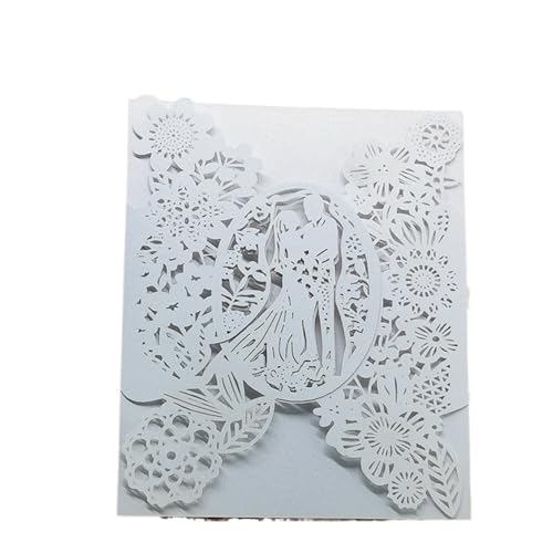 Zarte romantische Hochzeitsparty Einladungskarte D 50 Stück for Braut und Bräutigam, Blumen, Tascheneinladung, Grußkarte, Hochzeit, Mariage, Partyzubehör, Dekorationen Diy(White Cover,12x18cm) von ERVDKXCOI