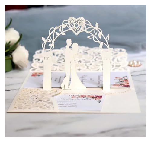 Zarte romantische Hochzeitsparty Einladungskarte D Karte 10/20 Stück Weißgold-Perlenpapier, Hochzeitseinladungskarte, europäische Hochzeit, Brautparty, Dekor, Geschenk, Grußkarten-Sets Einladung(Ivory von ERVDKXCOI