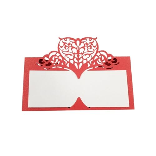 Zarte romantische Hochzeitsparty Einladungskarte D Karte 10/50/100 Stücke Hochzeit Tischkarte Papier Laser Geschnitten Herzform Tisch Namenskarte Tischkarte Hochzeit Party Dekoration Bevorzugung(Rot,1 von ERVDKXCOI