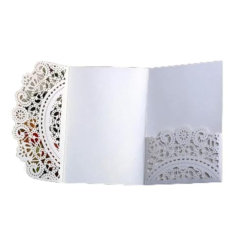 Zarte romantische Hochzeitsparty Einladungskarte D Karte 10 Stück , dreifach gefaltete Spitze, Geschäftsgrußkarte, Verlobung, Hochzeit, Partybevorzugung, Dekoration Einladung(Only White Cover) von ERVDKXCOI