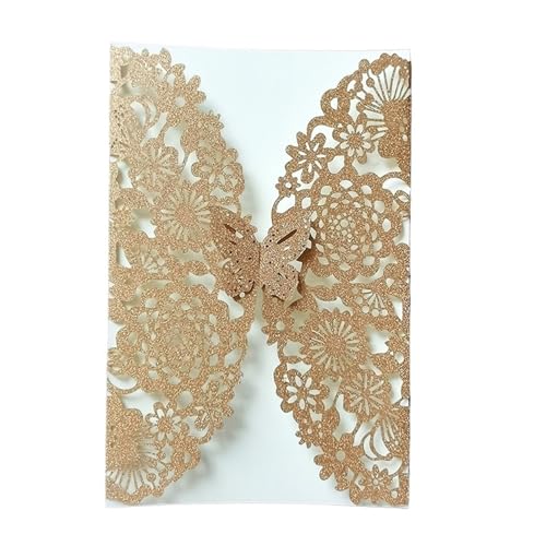 Zarte romantische Hochzeitsparty Einladungskarte D Karte 10 Stück Glitzer-Schmetterling-Einladungskarten-Umschläge for Hochzeit, Verlobung, Taufe, Party-Dekoration, Geschenkartikel Einladung(Glitter O von ERVDKXCOI