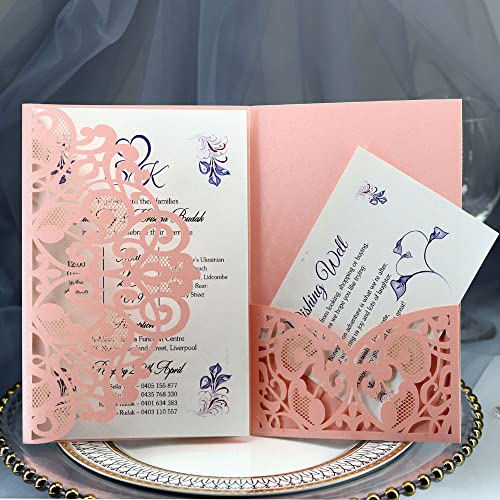 Zarte romantische Hochzeitsparty Einladungskarte D Umschlägen – 50 Stück Leere, Einladungen – personalisierte Papiereinladungen for Verlobungsfeier oder Elegantes Einlad(Roze,Personalized printed) von ERVDKXCOI